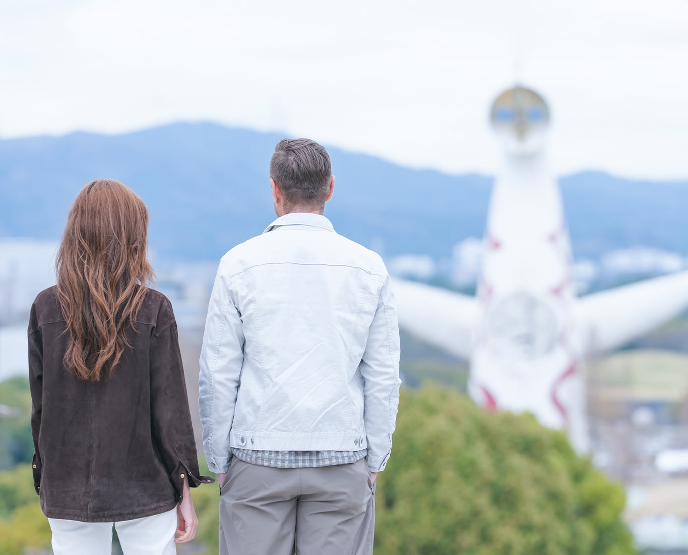 A man and a woman looking at Expo Park.
