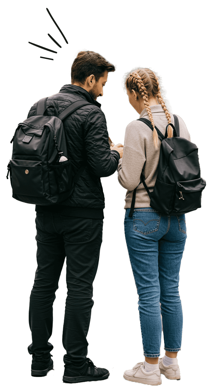 Visitors to Japan looking at a map